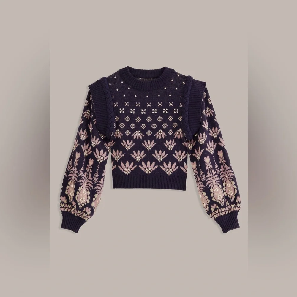 FARM Rio Ainika Martina Knit Sweater in Dark Blue Multi - Picture 3 of 10